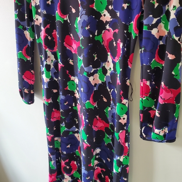 NWT Talbots XSP Whimsigoth Retro Floral Artsy 3/4 Sleeve Jersey Knit Shift Dress - Picture 10 of 11